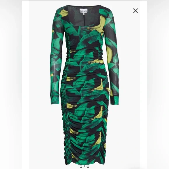 ワンピース GANNI Woman Dress Green F7537 484 Mini Dress Peapod Green